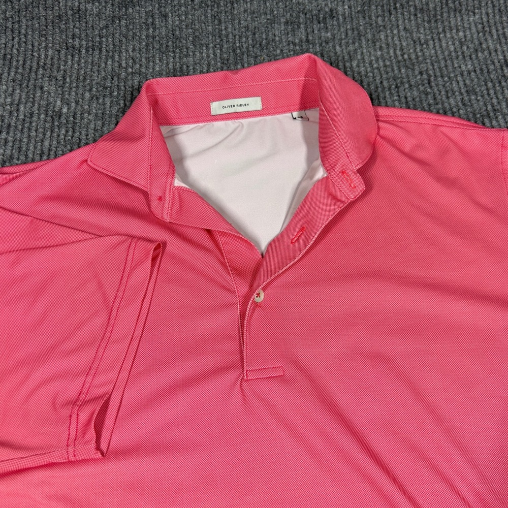 Oliver Ridley Shirt Mens M Pink Performance Polo Short Sleeve